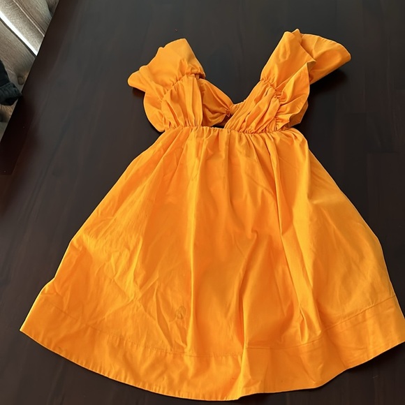 For Love and Lemons Clementine Dress Orange medium Flutter Sleeve Backless (SD2) - Picture 5 of 9